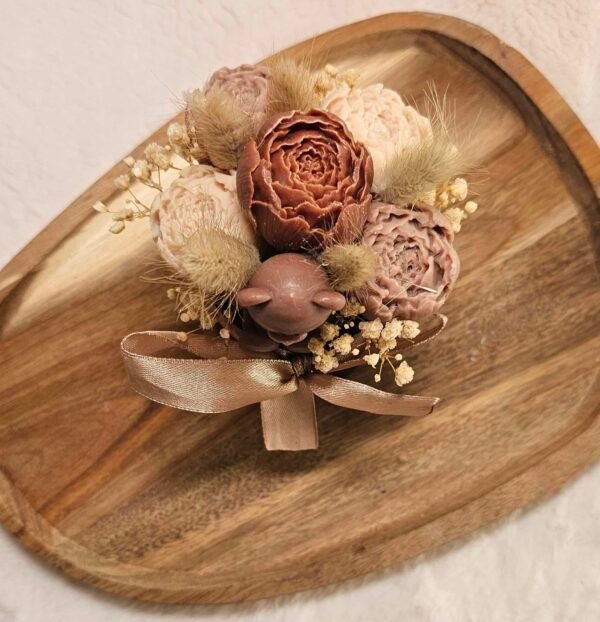Bouquet de fondant "Pivoine et ourson"