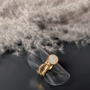 NOUVEAUTE bague graine de café, pierre blanche doré