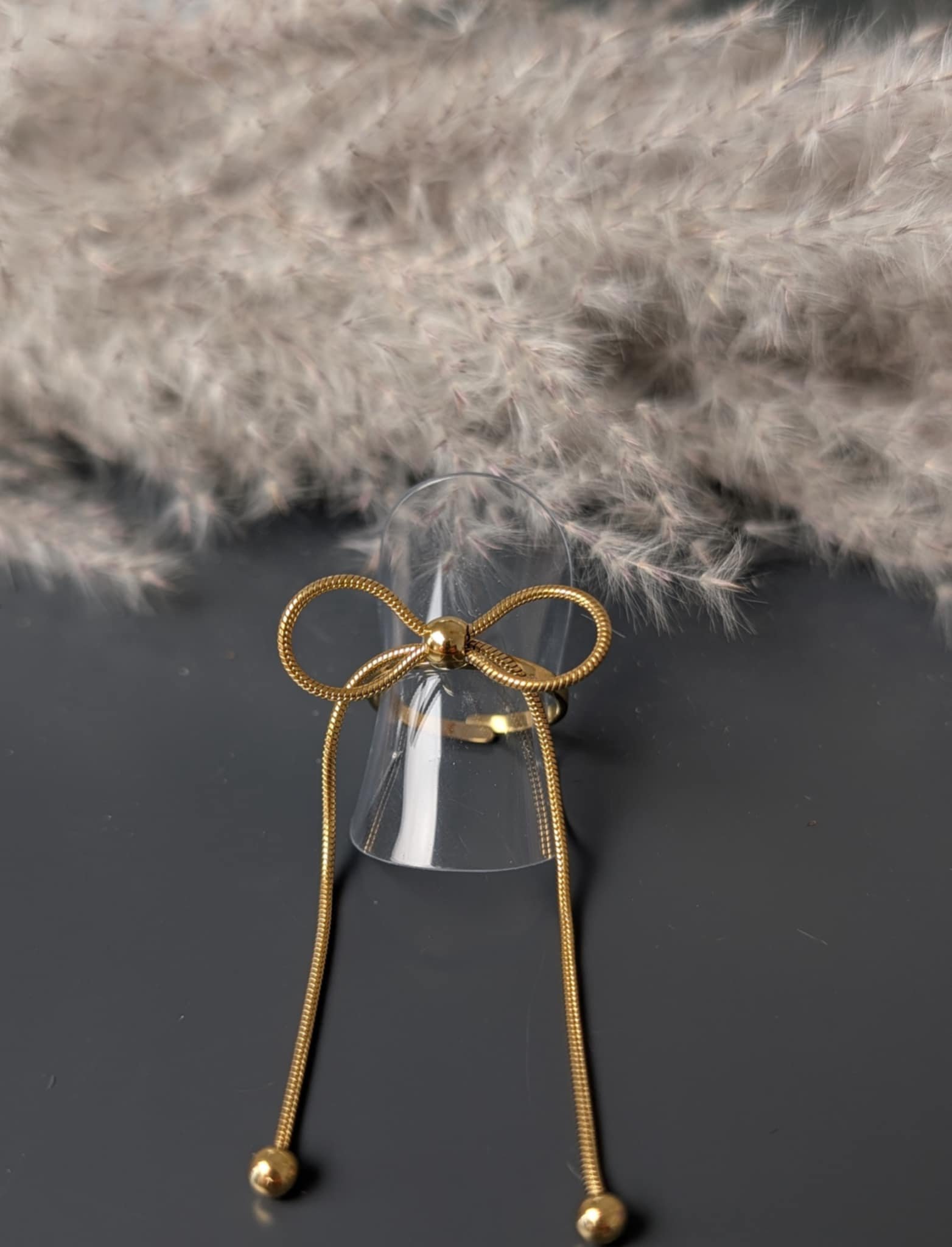 Bague nœud long doré – Image 2