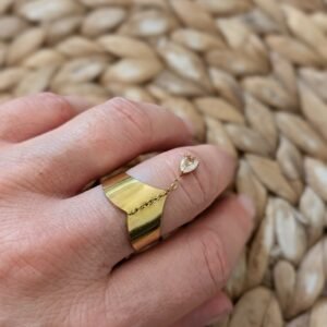 Bague dorée pendentif Oxyde de Zirconium