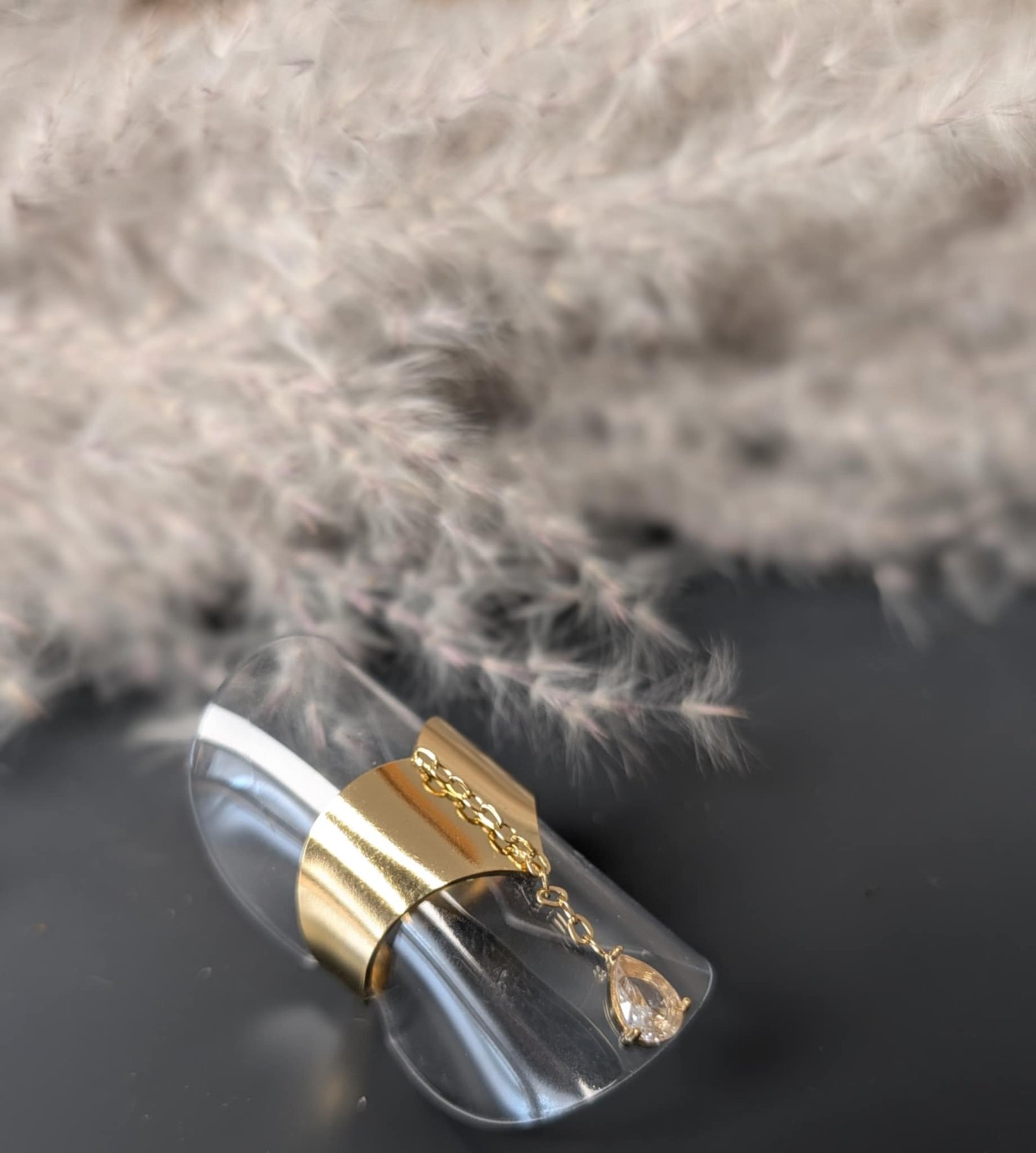 Bague dorée pendentif Oxyde de Zirconium