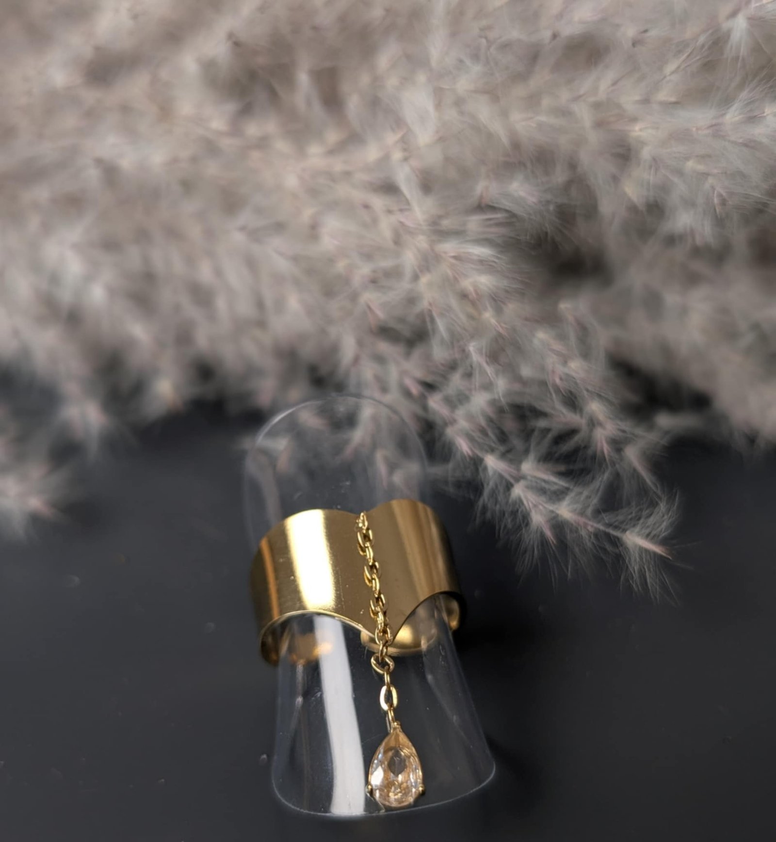 Bague dorée pendentif Oxyde de Zirconium – Image 2