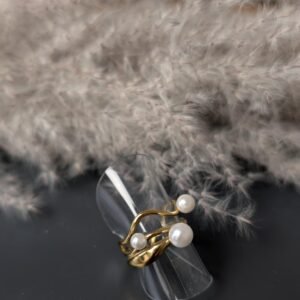 NOUVEAUTE bague vagues avec perle doré