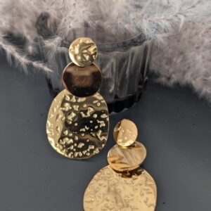Boucles d'oreilles disques martelés doré