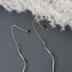 Boucles d'oreilles pendantes spirales et chaînes silver