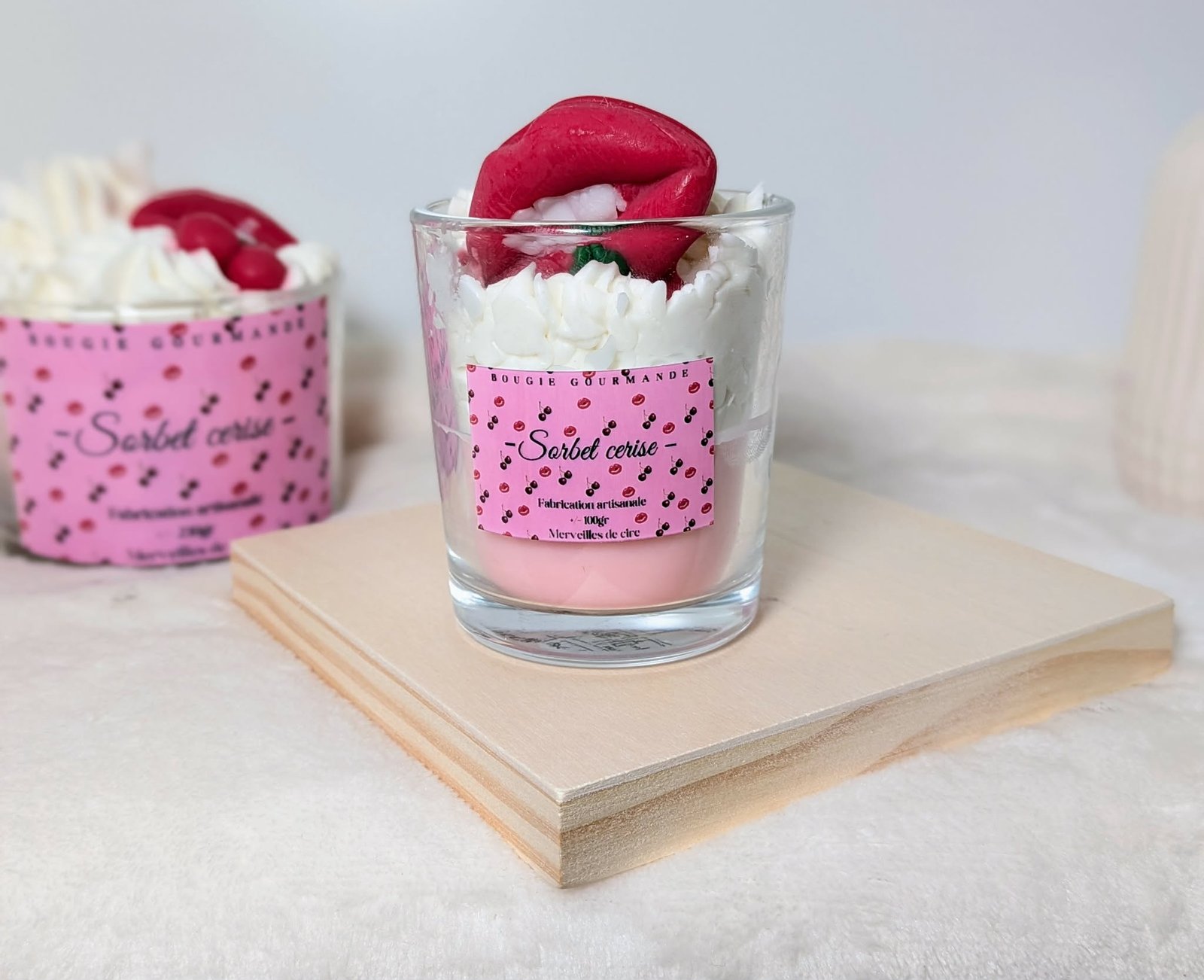 BOUGIE GOURMANDE PETIT FORMAT « SORBET CERISE » – Image 2
